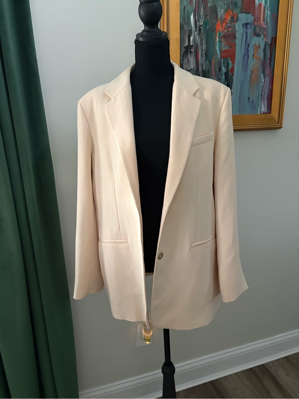 Zara Cream Single-Button Blazer